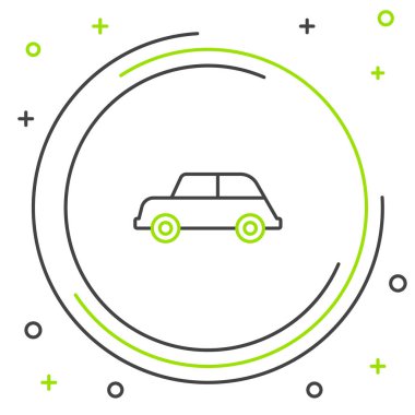 Çizgi Arabası simgesi beyaz arkaplanda izole edildi. Renkli taslak konsepti. Vektör