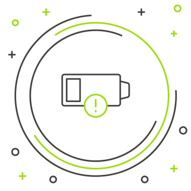 Çizgi Batarya şarj seviyesi göstergesi simgesi beyaz arkaplanda izole edildi. Renkli taslak konsepti. Vektör