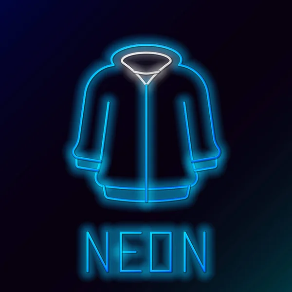 Lumineux néon ligne sweat à capuche icône isolé sur fond noir. Sweat à capuche. Concept de contour coloré. Vecteur — Image vectorielle