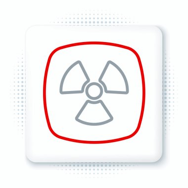 Beyaz arkaplanda radyoaktif çizgi simgesi izole edildi. Radyoaktif zehirli sembol. Radyasyon tehlikesi işareti. Renkli taslak konsepti. Vektör