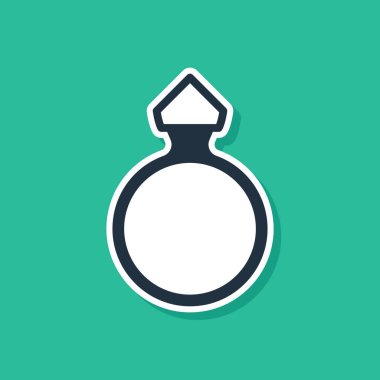 Mavi Elmas nişan yüzüğü ikonu yeşil arka planda izole edilmiş. Vektör