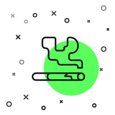 Siyah çizgi sigara simgesi beyaz arkaplanda izole edildi. Tütün tabelası. Sigara içme sembolü. Vektör