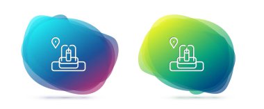 Beyaz arkaplanda izole edilmiş çeşme simgesi ile satır konumunu ayarla. Sıvı şekilli soyut pankart. Vektör