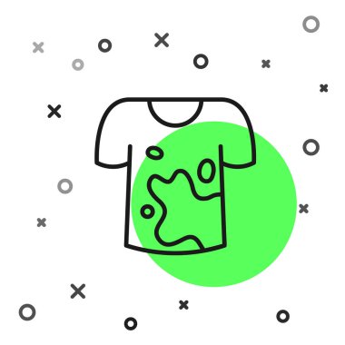 Siyah çizgi Kirli Tişört simgesi beyaz arkaplanda izole edilmiş. Vektör