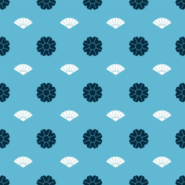 Flower ve Paper Chinese veya Japonların katlama vantilatörlerini pürüzsüz desenlere ayarlayın. Vektör