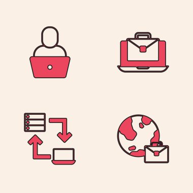 Çevrimiçi olarak çalış Freelancer ve simge. Vektör