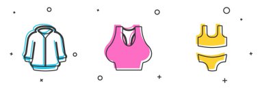 Kapüşonlu, atletli ve mayo ikonunu hazırla. Vektör