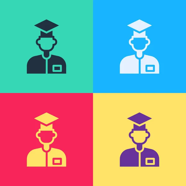 Pop art Laboratory assistant icon isolated on color background. Vector — Stock Vector