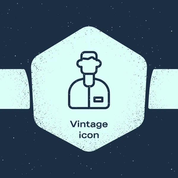 Grunge line Laboratory assistant icon isolated on blue background. Monochrome vintage drawing. Vector — 图库矢量图片