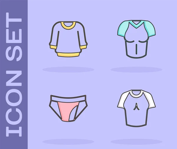 Conjunto de camiseta, suéter, ropa interior de los hombres y el icono. Vector — Vector de stock