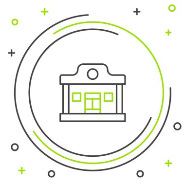 Vahşi batı salonu simgesi beyaz arka planda izole edildi. Eski batı binası. Renkli taslak konsepti. Vektör