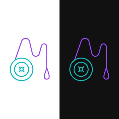 Yoyo çizgi oyuncağı simgesi beyaz ve siyah arkaplanda izole edildi. Renkli taslak konsepti. Vektör