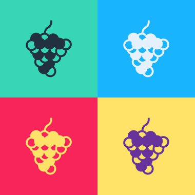 Pop Art Grape meyve ikonu renk arkaplanında izole edilmiş. Vektör