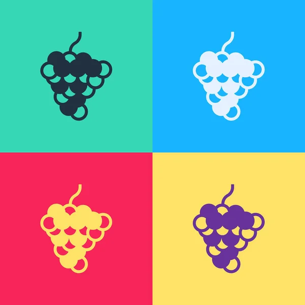 Поп-арт Піктограма плодів винограду ізольована на кольоровому фоні. Векторні — стоковий вектор