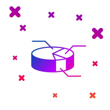 Renkli pasta grafiği bilgi simgesi beyaz arkaplanda izole edildi. Diyagram çizelgesi. Kademeli rastgele dinamik şekiller. Vektör