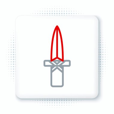 Hançer çizgi simgesi beyaz arkaplanda izole edildi. Bıçak ikonu. Keskin bıçaklı kılıç. Renkli taslak konsepti. Vektör