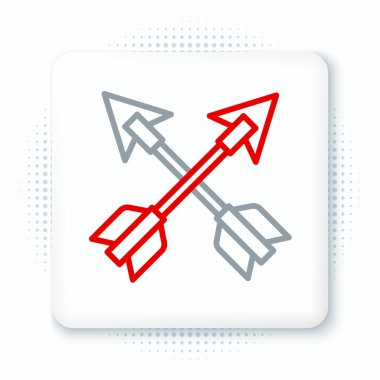 Çizgi çapraz ok simgesi beyaz arkaplanda izole edildi. Renkli taslak konsepti. Vektör