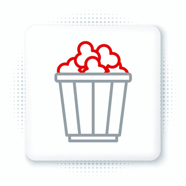 Ligne Popcorn dans boîte en carton icône isolée sur fond blanc. Boîte à seau de maïs soufflé. Concept de contour coloré. Vecteur — Image vectorielle
