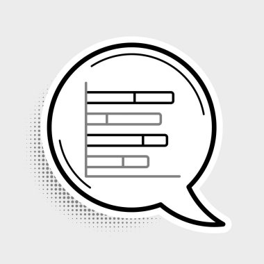 Çizgi pasta grafiği bilgi simgesi gri arkaplanda izole edildi. Diyagram çizelgesi. Renkli taslak konsepti. Vektör