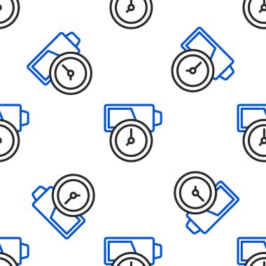 Çizgi Batarya şarj seviyesi gösterge simgesi beyaz arkaplanda izole edilmiş kusursuz desen. Renkli taslak konsepti. Vektör