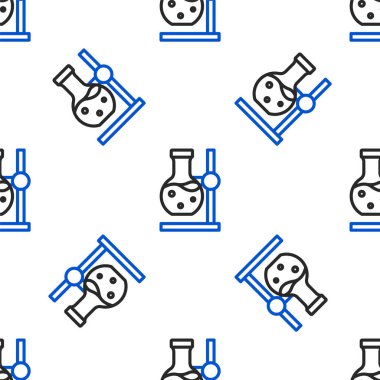 Çizgi Cam test tüpü tüpü beyaz zemin üzerinde izole edilmiş ikon izolasyon deseni. Laboratuvar ekipmanları. Renkli taslak konsepti. Vektör