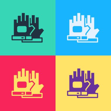 Pop Art Gloves simgesi renk arkaplanında izole edildi. Olağanüstü bir spor. Spor malzemeleri. Vektör