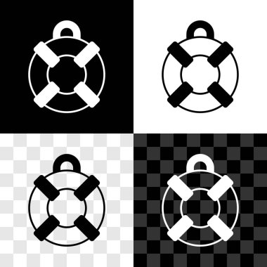 Lifebuoy simgesini siyah beyaz, şeffaf arkaplanda izole et. Can simidi sembolü. Vektör