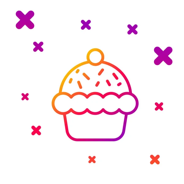 Farblinie Cupcake-Symbol isoliert auf weißem Hintergrund. Gradient zufällige dynamische Formen. Vektor — Stockvektor