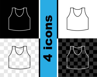 Set line Undershirt icon isolated on black and white, transparent background. Vector