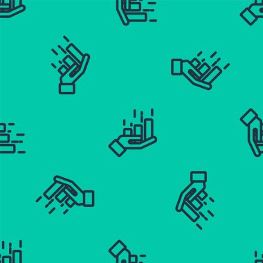 Mavi çizgi Finansal büyüme ikonu yeşil arka planda izole edilmiş pürüzsüz desen. Gelirleri arttırıyorum. Vektör