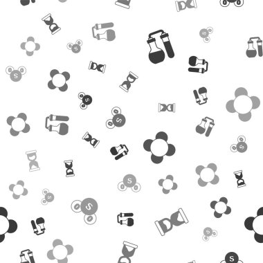 Test tüpü, eski kum saati, molekül ve sülfür dioksit SO2 'yi pürüzsüz desene ayarlayın. Vektör