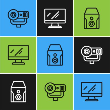 Hat web kamerasını, kesintisiz güç kaynağını ve Bilgisayar monitör ekran simgesini ayarla. Vektör