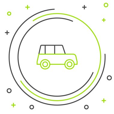 Çizgi Arabası simgesi beyaz arkaplanda izole edildi. Ön manzara. Renkli taslak konsepti. Vektör