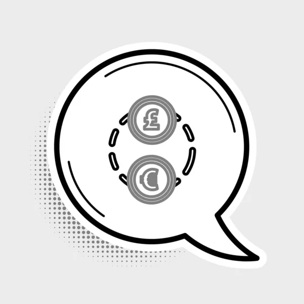 Linje Pengar utbyte ikon isolerad på grå bakgrund. Euro och pund Sterling kontantöverföring symbol. Bankväxel. Färgstarkt skisskoncept. Vektor — Stock vektor