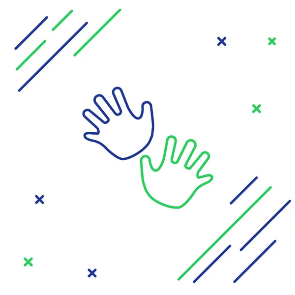 Γραμμή Baby χέρια εκτύπωσης εικονίδιο απομονώνονται σε λευκό φόντο. Πολύχρωμο περίγραμμα έννοια. Διάνυσμα — Διανυσματικό Αρχείο