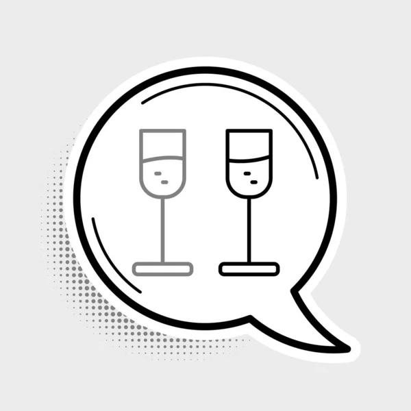 Line Glass of champagne icon isolated on grey background. Barevný koncept. Vektor — Stockový vektor