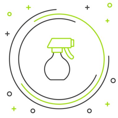 Beyaz arka planda izole edilmiş çizgi suyu spreyi ikonu. Ütü fıskiyesi. Renkli taslak konsepti. Vektör