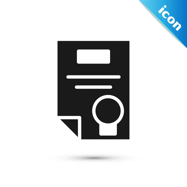 Icono de plantilla de certificado gris aislado sobre fondo blanco. Logro, premio, título, beca, conceptos de diploma. Ilustración vectorial — Vector de stock