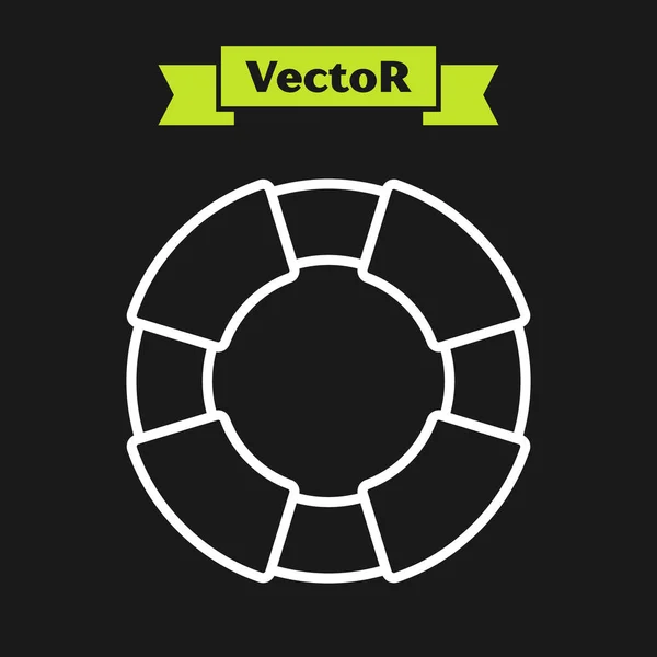 Weiße Linie Rettungsring Symbol isoliert auf schwarzem Hintergrund. Rettungsring-Symbol. Vektor — Stockvektor