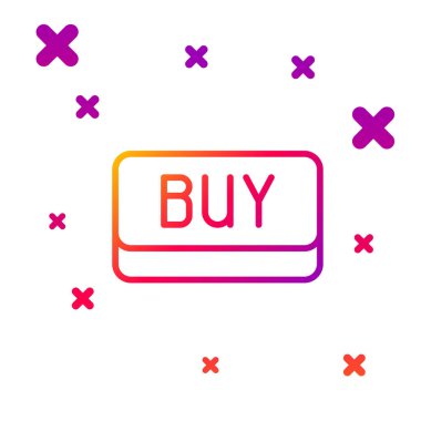 Renkli Satın Alma düğmesi simgesi beyaz arkaplanda izole edildi. Finansal ve borsa yatırım konsepti. Kademeli rastgele dinamik şekiller. Vektör