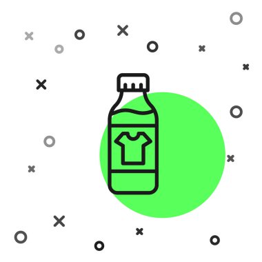 Çamaşır deterjanı, çamaşır suyu, bulaşık deterjanı ya da beyaz arka planda izole edilmiş başka bir temizlik maddesi ikonu için siyah çizgi plastik şişe. Vektör