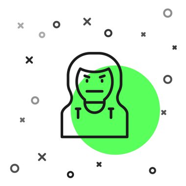 Beyaz arka planda siyah çizgi Hırsız maskesi simgesi izole edildi. Haydut maskesi, suçlu adam. Vektör