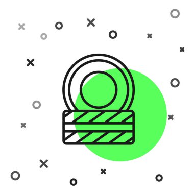 Siyah çizgili araba tekerleği ikonu beyaz arka planda izole edilmiş. Vektör