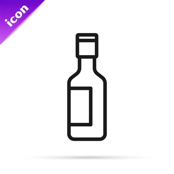 Black line Jewish wine bottle icon isolated on white background. Vector — Stock Vector