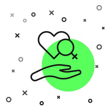 Black line Heart with female gender symbol icon isolated on white background. Venus symbol. The symbol for a female organism or woman. Vector