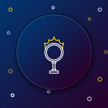 Line Circus fire hoop icon isolated on blue background. Ring of fire flame. Round fiery frame. Colorful outline concept. Vector