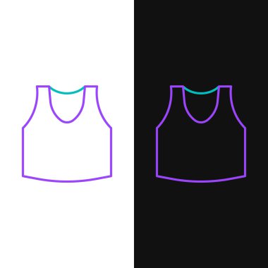 Line Undershirt simgesi beyaz ve siyah arkaplanda izole edildi. Renkli taslak konsepti. Vektör