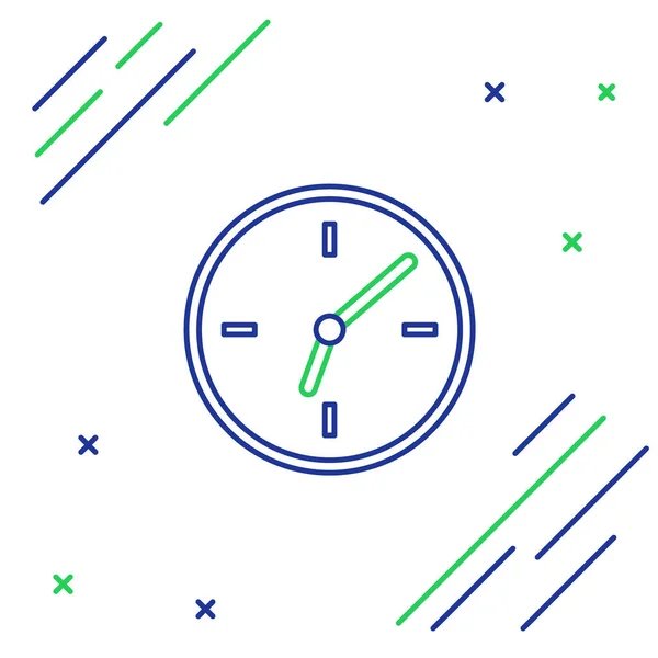 Line Clock Ikon Elszigetelt Fehér Háttérrel Idő Szimbólum Színes Vázlat — Stock Vector