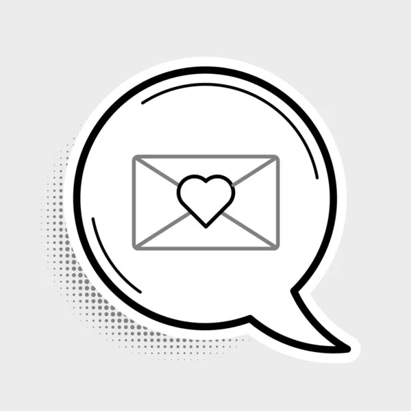Line Envelope Valentine Heart Icon Isolated Grey Background Message Love — Stock Vector