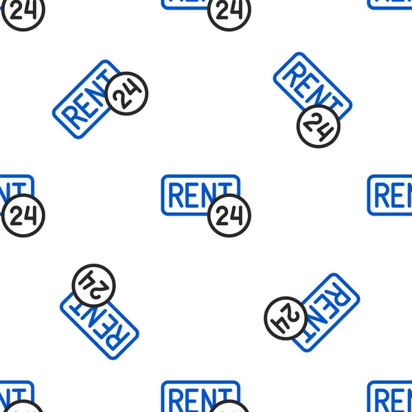 Line Hanging Sign Text Rent Icon Isolated Seamless Pattern White —  Vetores de Stock